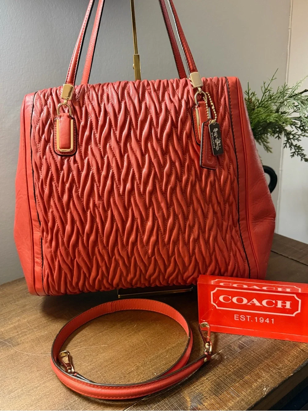 Coach Madison Gathered Satchel Bag